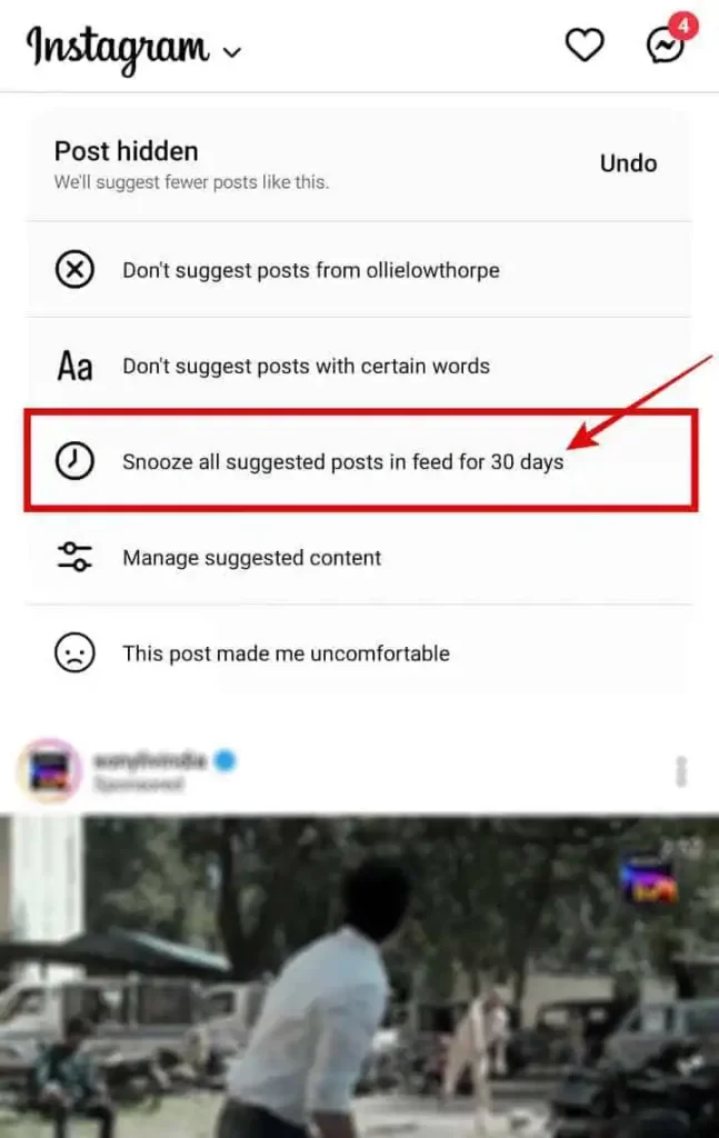 Click on Snooze all posts in feed for 30 days