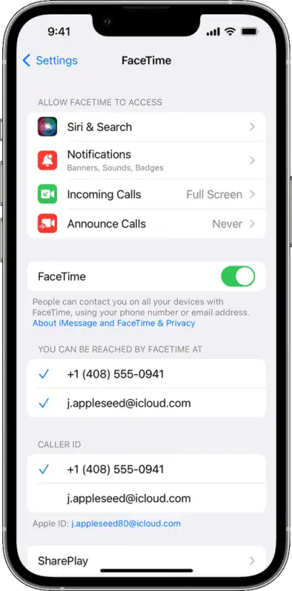 Enable FaceTime