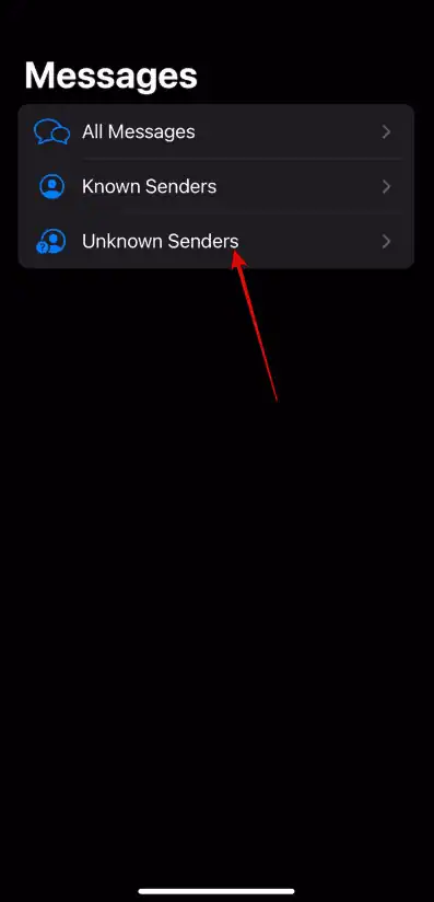 Tap on Unknown Senders