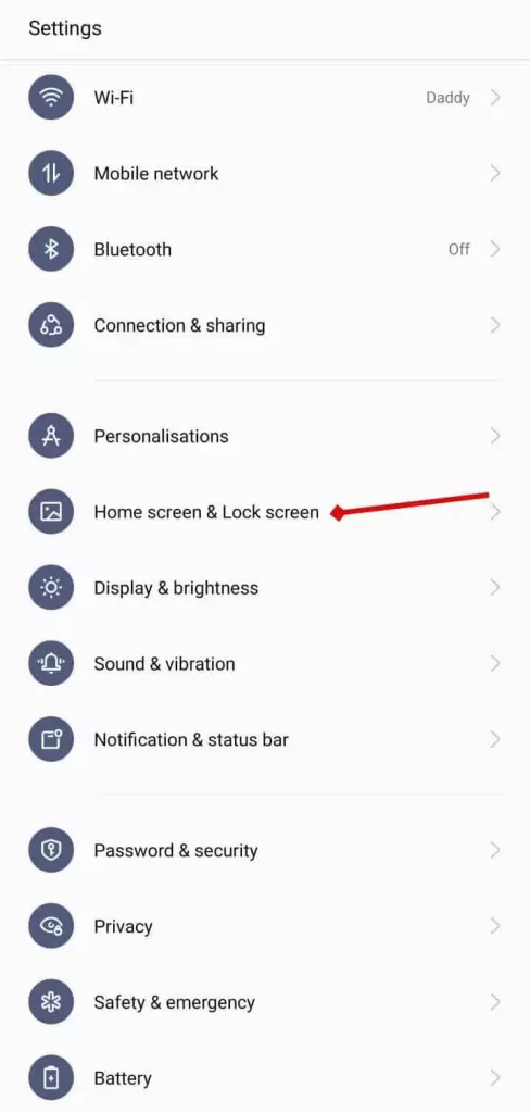 Go to device Settings