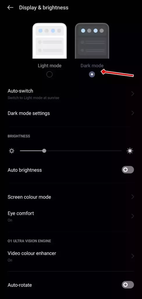 Tap on Dark mode